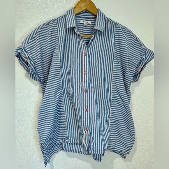 Madewell Tops - Madewell Blue & White Vertical Stripe Relaxed Button-Down